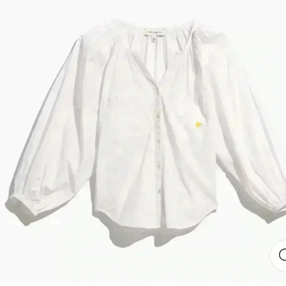 Kerri Rosenthal - Elise Blouse in White XS yellow embroidered heart - Picture 4 of 8